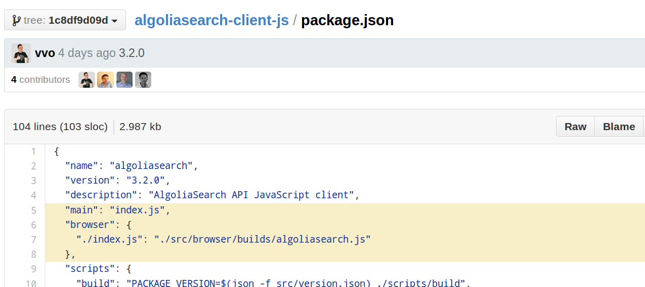 the browser field from browserify also works in webpack